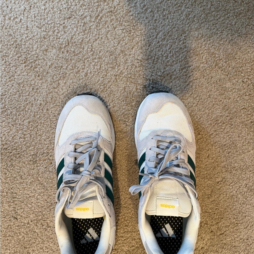 Adidas Men's White, Grey, and Green Sneakers - Picture 3 of 6